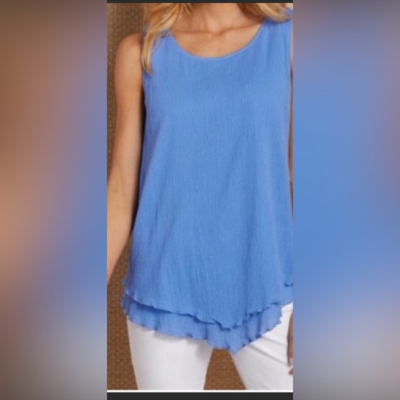 Soft Surroundings Tops Soft Surroundings Siesta Key Gauze Tank Lt Blue Poshmark